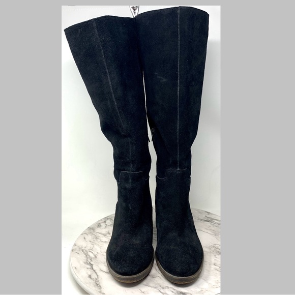 Lucky Brand Ritten Black Suede Knee-High Boots 10 Wide Calf Classic Bohemian - Picture 4 of 14